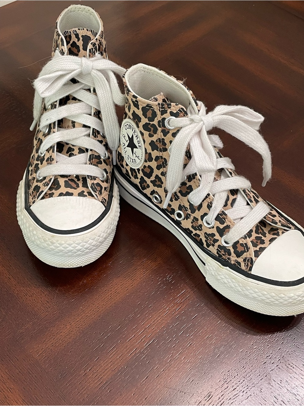 Chuck Taylor Converse Kids' Leopard Print High-Top Sneakers - Tan, Black, White